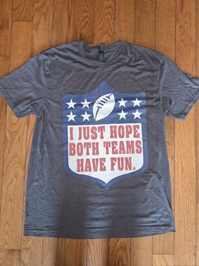 Gildan Gray Tee with Red and Blue Shield Graphic